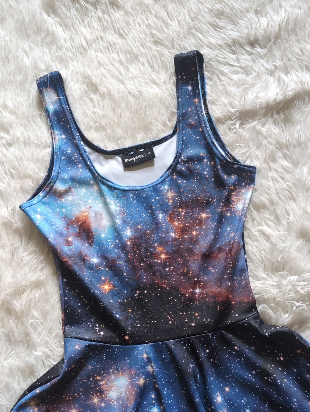 Blackmilk Actual NASA Photo Galaxy Blue Pocket Midi Dress XS - Picture 4 of 13